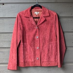 VTG 90s The Territory Ahead Brick Red Nubuck Leather Jacket Size Small
